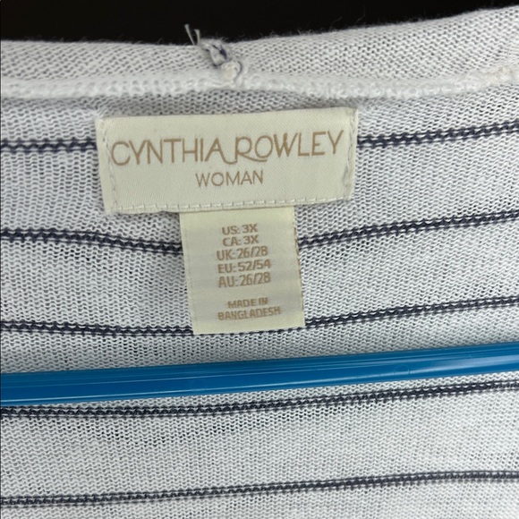 Cynthia Rowley Linen Blend Navy Stripe Cardigan - Picture 3 of 4